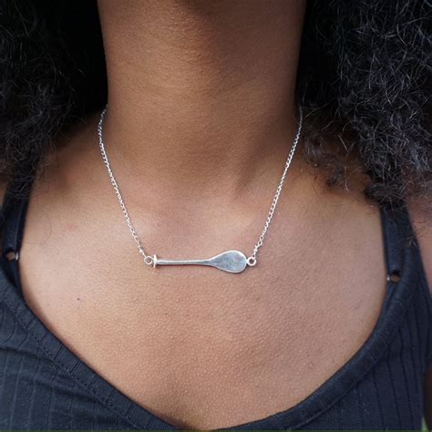 Paddle Necklace Paddler Gift Horizontal Sterling Silver Necklace