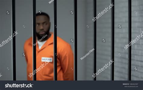 African American Criminal Serving Sentence Prison Stock Photo