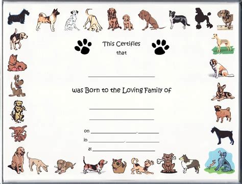 Puppy Birth Certificates | Template Business