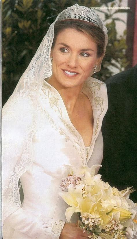 Letizia Now Queen Of Spain Wearing The Prussian Tiara On Her Wedding
