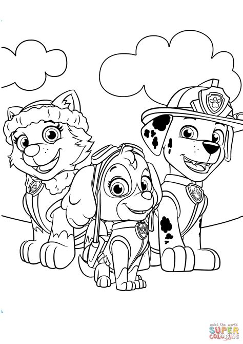 Everest Marshall And Skye Coloring Page Free Printable Coloring Pages