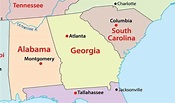 Mapa da Geórgia - EUA Destinos