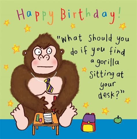 Amazing animated gif with birthday cake and fireworks. Gorilla Funny Joke Birthday Card For Kids tw434