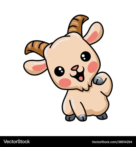 Cute Baby Goat Cartoon Posing Royalty Free Vector Image