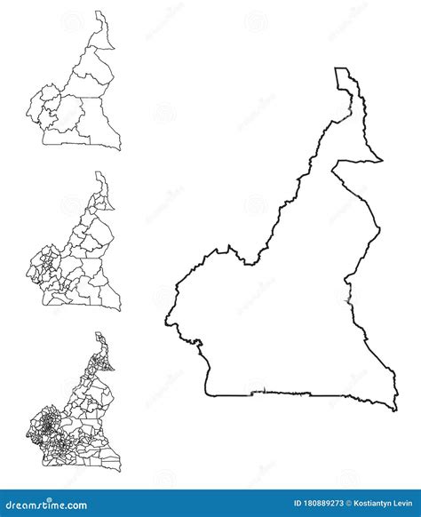 Cameroon Outline Map Administrative Regions Stock Vector Illustration