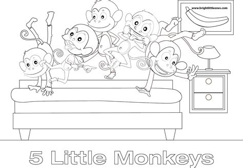 Free Printable Five Little Monkeys Coloring Sheet Bright Little Ones