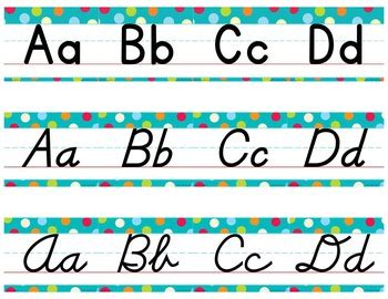 Line symbols used in technical drawing are often referred to as alphabet of lines. D'Nealian Manuscript/Cursive Alphabet Line Multi-Colored Polka Dots on ...