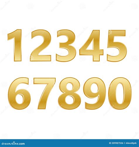 Gold Numbers Set Vector Golden Number Stock Vector Illustration Of