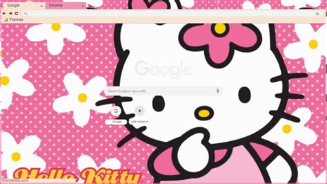 Hello Kitty With Flowers Chrome Theme Themebeta