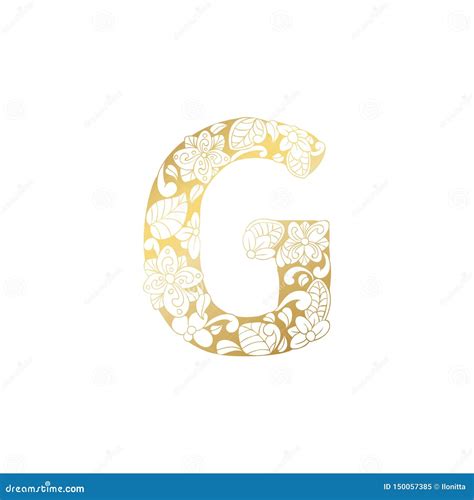 Golden Ornamental Alphabet Letter G Font Stock Vector Illustration Of