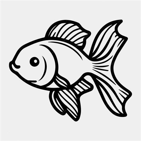 Premium Vector Black And White Vector Illustration Of Golden Fish