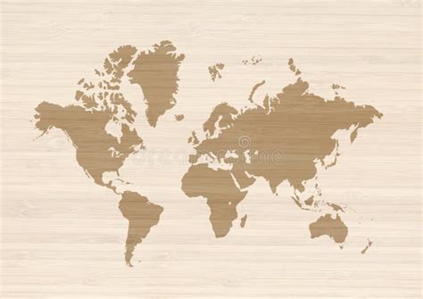 Mapa Del Mundo En Fondo De Pared De Madera Beige Stock De Ilustración