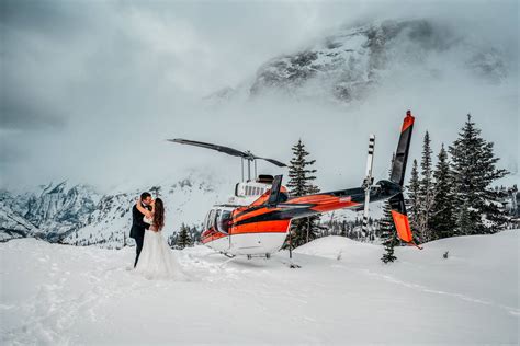 Canmore Winter Heli Elopement At Marvel Pass Canmore
