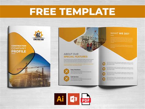 Construction Company Profile Brochure Free Template Uplabs