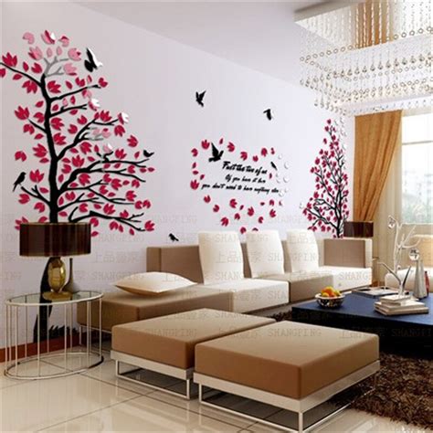 2016 Couple Tree 3d Three Dimensional Crystal Acrylic Wall Stickers Red