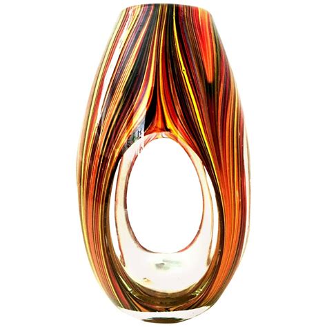 21st Century And New Missoni Modern Optical Striped Blown Glass Vase At