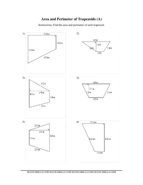 Area Of Trapezoids Worksheet