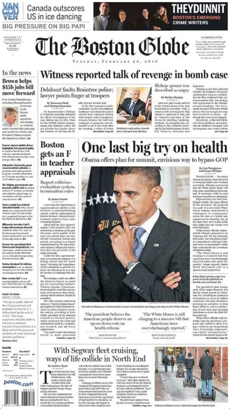 Newspaper Boston Globe Usa Newspapers In Usa Tuesdays Edition