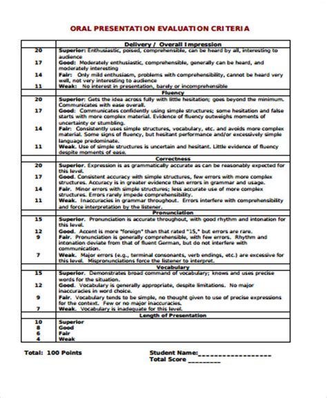 sample  evaluation form  examples  word