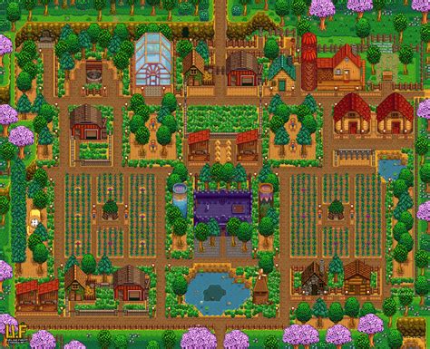 The forest farm exchanges a bit of farmable space for areas that allow natural, seasonal forage items to spawn. Farm layouts - Stardew Valley | The Lost Noob