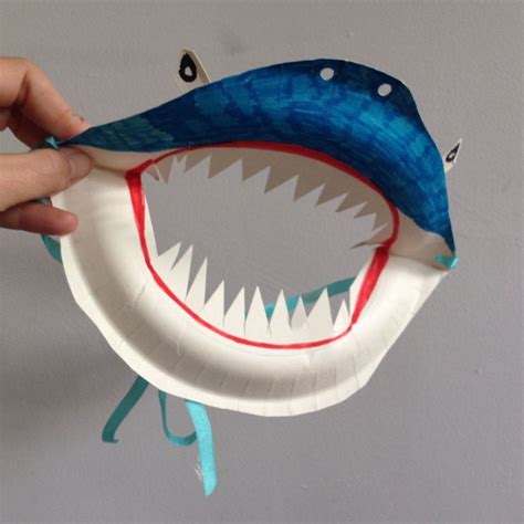 Paper Plate Shark Mask Shark Craft Ocean Crafts Shark Mask