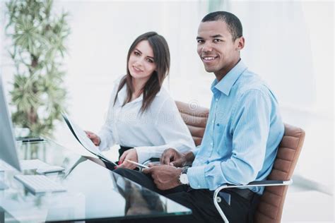Two Successful Employee In The Workplace In The Office Stock Image