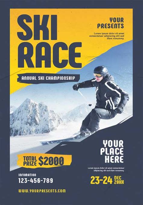 Ski Race Flyer Template Download Winter Psd Flyer For Photoshop