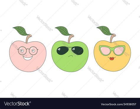 Apples In Glasses Stickers Royalty Free Vector Image