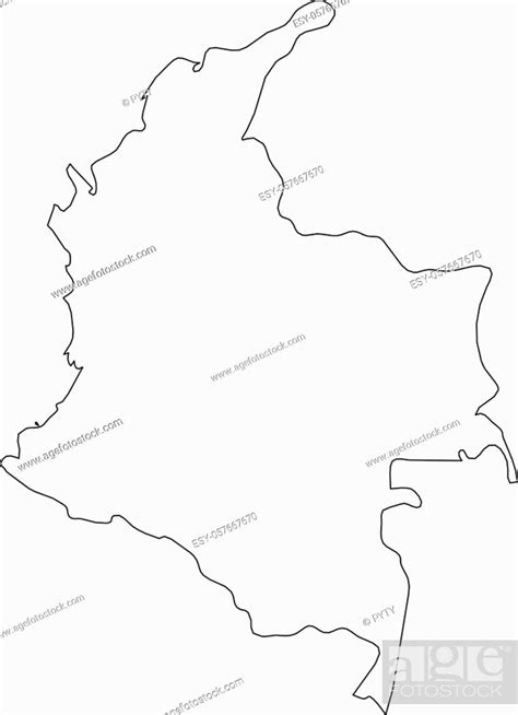 Colombia Solid Black Outline Border Map Of Country Area Stock Vector