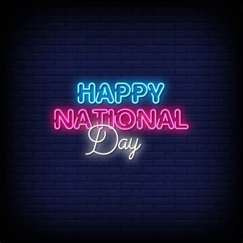 Happy National Day Neon Signs Style Text Vector Stock Vector