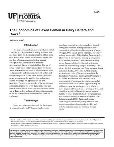 Economics Of Sexed Semen In Dairy Heifers And Cows