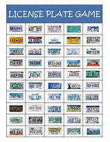 Images of License Plate Bingo Game