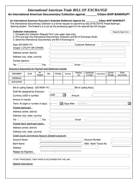 International Bill Of Exchange Template Form Fill Out And Sign