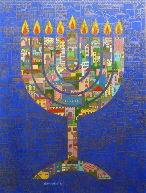 Menora Hanukkah Art Judaica Paintings Judaica Art