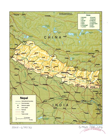 Detailed Political Map Of Nepal With Relief Nepal Asia Mapsland