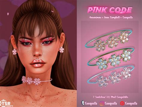 The Sims Resource Pink Code Jewelry Set Necklace