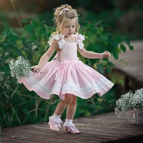 New Summer Little Girls Dress Toddler Baby Kids Girl Fly Sleeve Pink
