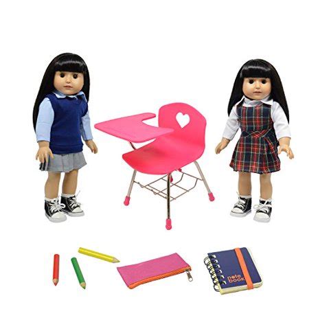 Doll Back to School Set - Doll School Desk School Supply Set for Dolls and School Uniform ...