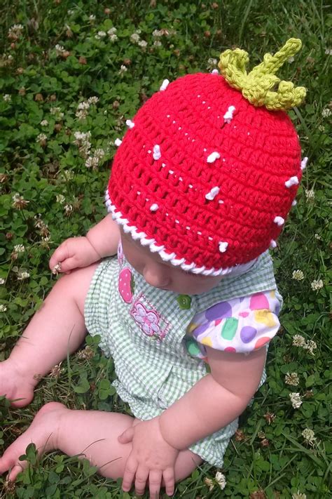 Free Crochet Pattern For Baby Hat Strawberry Beanie Crochet For Babies