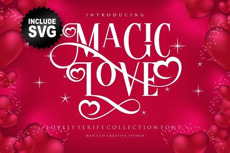 Magic Love Heart Font Cursive Font Svg Dxf Otf Ttf Etsy