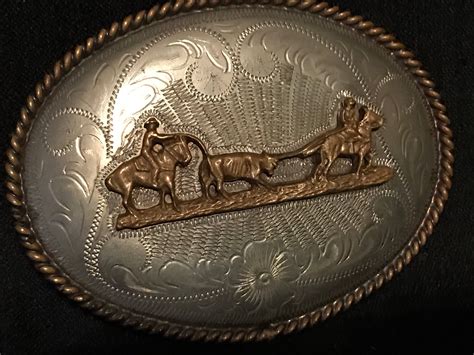Vintage Belt Buckle Cowboy Western Antique Silver Old Western Belt