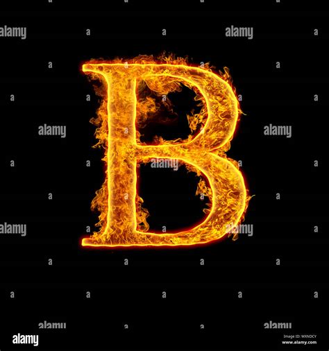 Fire Alphabet Letter B Isolated On Black Background Stock Photo Alamy