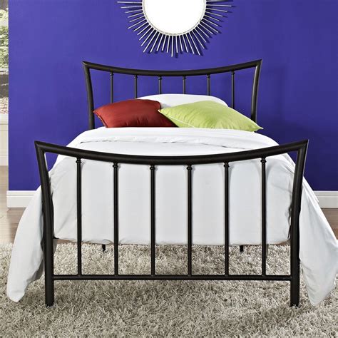 Twin Size Bronze Metal Platform Bed Frame With Headboard And Footboard