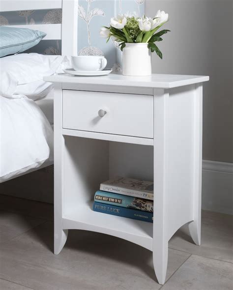 Edward Hopper White Bedside Table Bedside Cabinet With Metal Runners