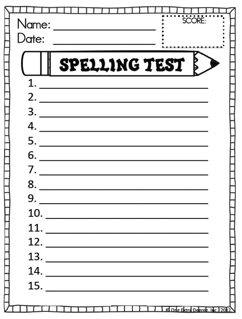 Free Spelling Test Template One Extra Degree