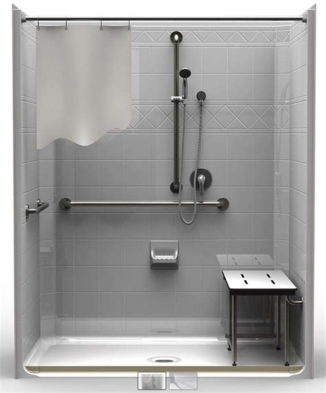 5 Piece ADA Roll-In Shower With Center Drain - CareProdx