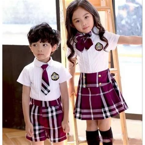 Maroon White Cotton Kids Summer School Uniform Set At Rs 300set In Delhi