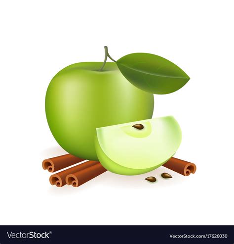 Apple And Cinnamon On White Background Royalty Free Vector
