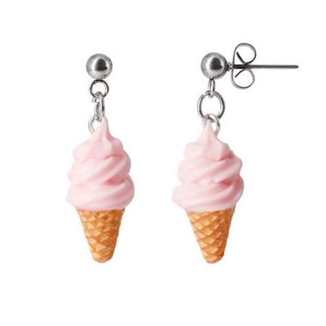 Handmade Soft Pink Ice Cream Dangle Stud Earrings In Cream Earrings Ice Cream Jewelry