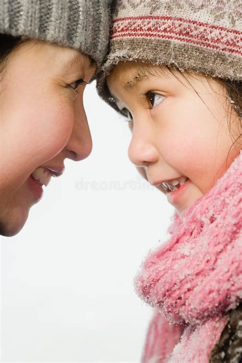 Mother And Daughter Face To Face Stock Image Image Of Harmony Asian